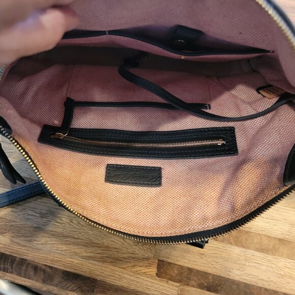 Dooney & Bourke Dillen Satchel Navy Pebbled Leather Double Pocket Hobo Bag - Picture 11 of 15